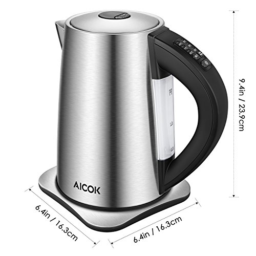 Aicok Bollitore Elettrico 6 Temperatura Regolabile(40°-100°) Bollitore in Acciaio Inox, 1.7L Bollitore da Acqua, Spegnimento Automatico, Thermally Insulated Handle, 2200W - 9