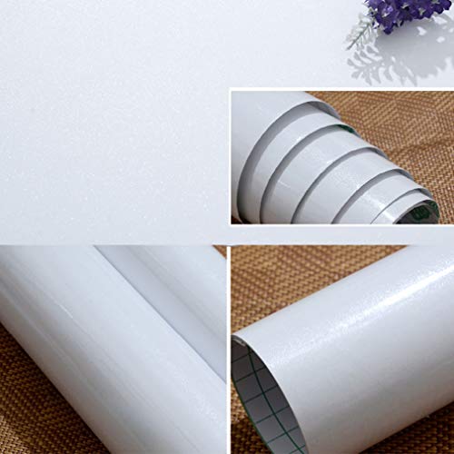 KINLO Adesivi carta per mobili 0.6M*5M(1 Rotolo) Bianco Nessuna colla PVC Impermeabile Adesivi mobili rinnovato mobili da cucina autoadesivo wall sticker per guardaroba - 3