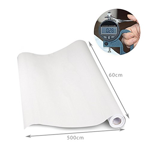 KINLO Adesivi carta per mobili 0.6M*5M(1 Rotolo) Bianco Nessuna colla PVC Impermeabile Adesivi mobili rinnovato mobili da cucina autoadesivo wall sticker per guardaroba - 5