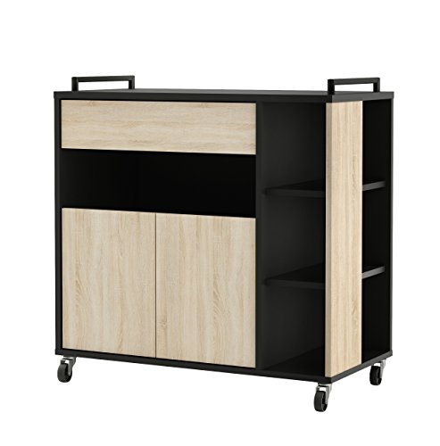 13Casa – Cracco A9 – Carrello. Dim: 80x40x76,5 h cm. Col: Rovere, Nero. Mat: Melamina. - 4
