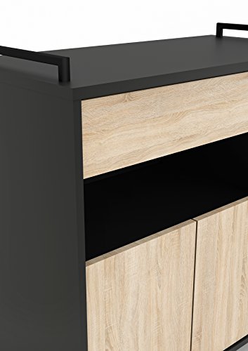 13Casa – Cracco A9 – Carrello. Dim: 80x40x76,5 h cm. Col: Rovere, Nero. Mat: Melamina. - 5