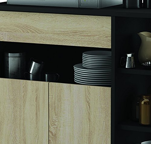 13Casa – Cracco A9 – Carrello. Dim: 80x40x76,5 h cm. Col: Rovere, Nero. Mat: Melamina. - 8