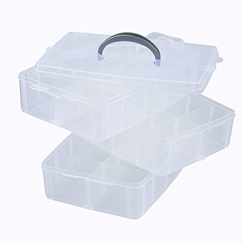 Scatola Portaoggetti In Plastica a 3 Ripiani da Kurtzy- Per Riporre & Organizzare Bobine Filo Cucito Ricamo Perline Forniture Make-Up Smalti Unghie Accessori Gioielli & Artigianato- 30 Scomparti - 2