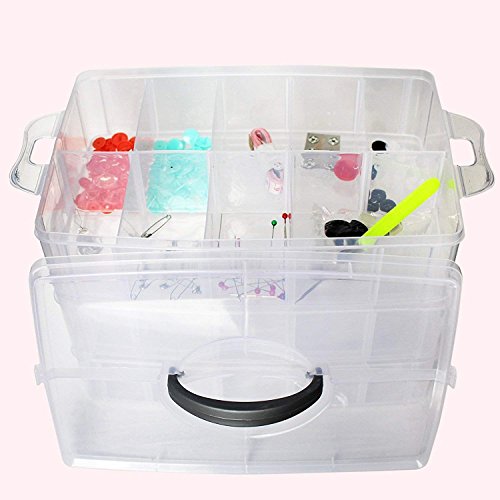 Scatola Portaoggetti In Plastica a 3 Ripiani da Kurtzy- Per Riporre & Organizzare Bobine Filo Cucito Ricamo Perline Forniture Make-Up Smalti Unghie Accessori Gioielli & Artigianato- 30 Scomparti - 6