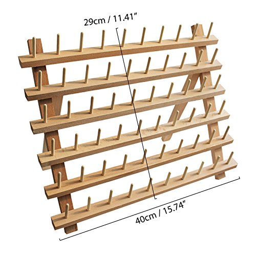Kurtzy Porta Rocchetti Filo in Legno-Supporto 60 Spolette, Organizer Filo, Supporto Spolette a Muro, Supporto Personalizzato Cucito Ricamo Quilting, Strumenti Cucito- 29 cm x 40 cm - 2
