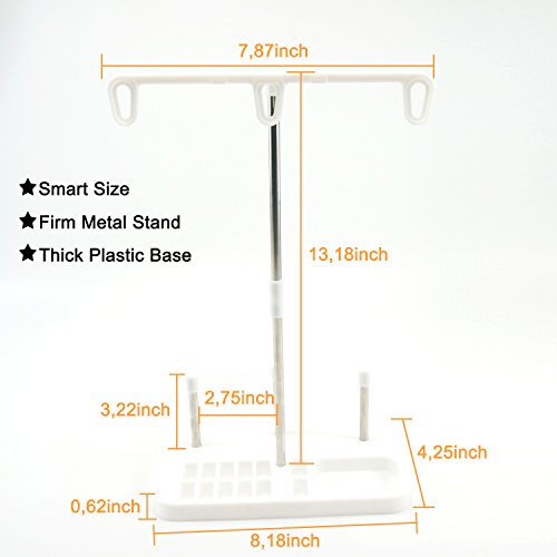 New brothread Supporto del Basamento Bobine Filo – 3 Bobine Stand di Filo per Ricamo, Cucito, Quilting e serger Macchina – Tre Colori per Le scelte – Bianco - 2