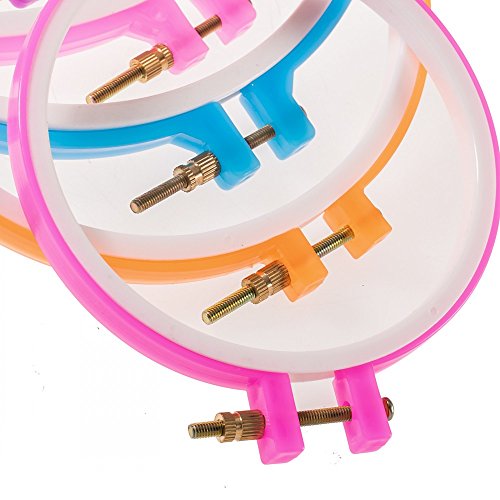 JZK® Set di 5 telaio varie misure anello telai a cerchio per ricamo cucito punto croce, dimensioni da 13 a 27 cm, multicolore - 2