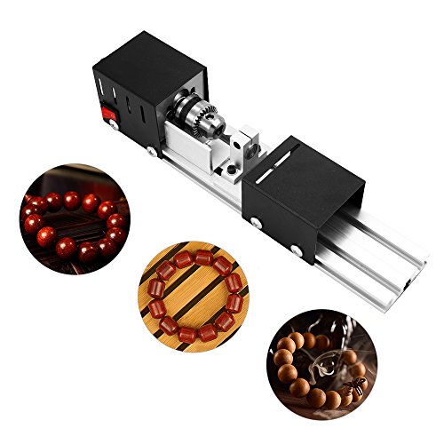 KKmoon 100W Mini Tornio per Legno DIY Rettifica e lucidatura Perline Lavorazione del Legno Lucidatura Trapano Utensile Rotante 12-24VDC - 4