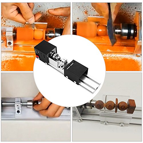 KKmoon 100W Mini Tornio per Legno DIY Rettifica e lucidatura Perline Lavorazione del Legno Lucidatura Trapano Utensile Rotante 12-24VDC - 6
