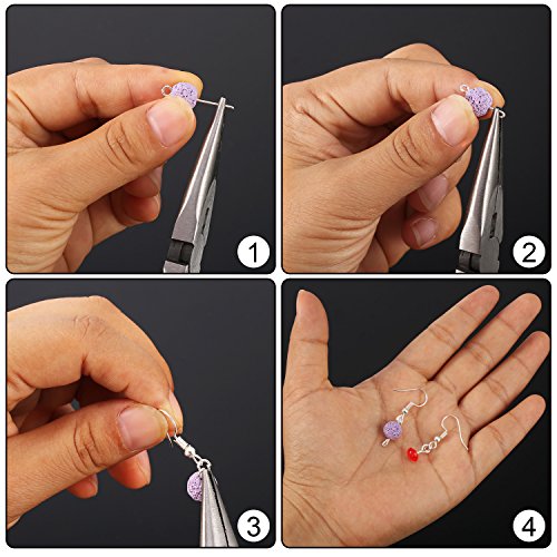 Pangda Kit Creazione Gioielli Kit Riparazione Gioielleria Lavorazione di Gioielli e Strumenti Kit di Principiante Include Pinza, Pinzette, Risultati Argento e Filo - 5