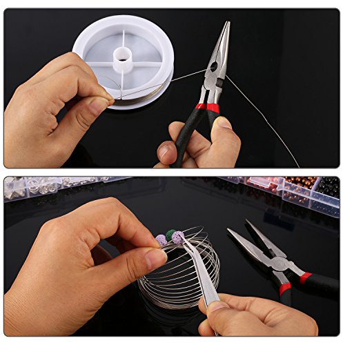 Pangda Kit Creazione Gioielli Kit Riparazione Gioielleria Lavorazione di Gioielli e Strumenti Kit di Principiante Include Pinza, Pinzette, Risultati Argento e Filo - 7