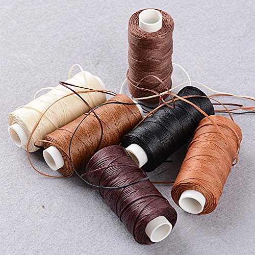 BETESSIN 50m x 6 Rotoli Filo Cerato 150D/1mm Corda Cavo Cordino per Cuoio Perline Collane Braccialetti Artigianato Borse Portafoglio (6 Colori) - 3