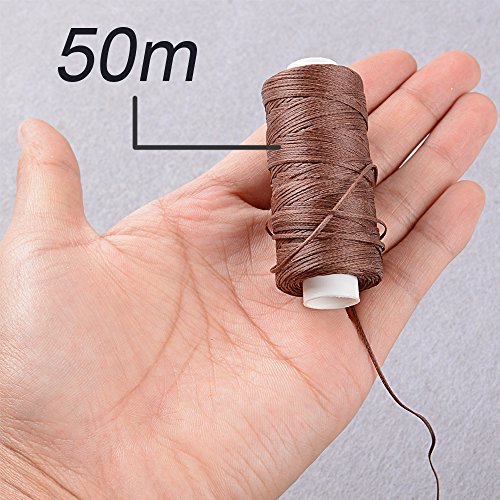 BETESSIN 50m x 6 Rotoli Filo Cerato 150D/1mm Corda Cavo Cordino per Cuoio Perline Collane Braccialetti Artigianato Borse Portafoglio (6 Colori) - 4