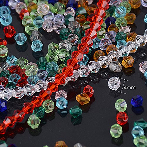 (6mm+4mm) 1500pz Perline Cristallo Sfaccettato Colorate + (5m*1mm) 2 Rotoli Filo Elastico Bianco Perle Vetro Acrilico con Scatola per Fai da Te Braccialetti Gioielli Collane Bigiotteria Tenda - 6