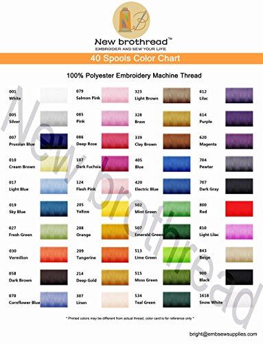 New brothread 40 Brother Colori poliestere filo di ricamo macchina 500M(550Y) / bobina Per Brother / Babylock / Janome / Singer / Pfaff ricami e cuciture macchina - 6