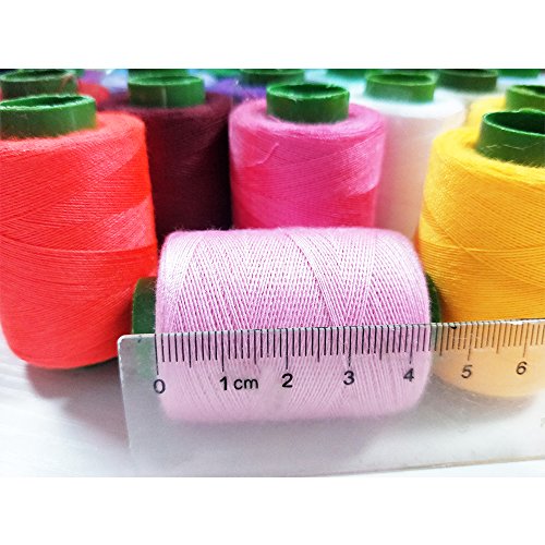 REKYO Couture De Fil Bobine 24 Couleurs Assorties 800 Yards Chaque Fil Moulinet, Fil Polyester / Fil De Broderie / Surjeteuse Fil Kit Pour Machine À Coudre Et Couture Main - 7