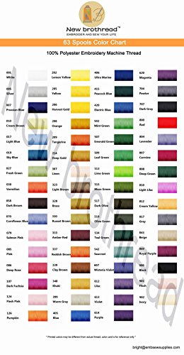 New brothread 63 Brother Colori poliestere filo di ricamo macchina 500M (550Y) / bobina Per Brother / Babylock / Janome / Singer / Pfaff ricami e cuciture macchina - 6