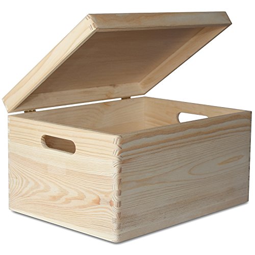 Creative Deco XXL Grande Scatola Legno con Coperchio | L40 x P30 x H24 cm | Scatole con Maniglie Cassetta Conteniore Portaoggetti Portagiochi Cofanetto | Perfetta per Decoupage Documenti e Attrezzi - 2
