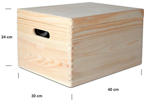 Creative Deco XXL Grande Scatola Legno con Coperchio | L40 x P30 x H24 cm | Scatole con Maniglie Cassetta Conteniore Portaoggetti Portagiochi Cofanetto | Perfetta per Decoupage Documenti e Attrezzi - 4
