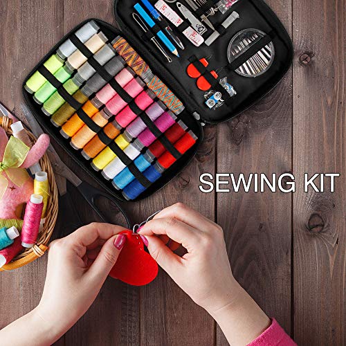 Samione Kit da Cucito, Portatile Set da Cucito con 121 Pezzi Accessori da Cucire: Custodia per Trasporto, 24 Bobine di Filo, Forbici, Aghi da Cucire e Bottoni per Casa Viaggio e Emergenza - 2