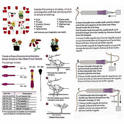 Set Ricamo Magico, Ricamo BASEIN Cuciture Punch Aghi Set di Strumenti Artigianali Combinazione tra Cui 50 Fili di Colore Per Cucito Fai Da te Cucitura a Croce - 9