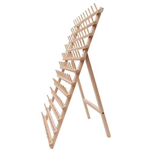 Curtzy Supporto 120 Bobine Filati, Cremagliera di Legno Ripiegabile, Organizer Archiviazione Coni Cucito per Macchina per Ricamo e Quilting - 4