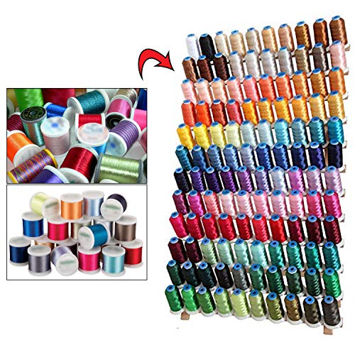 Curtzy Supporto 120 Bobine Filati, Cremagliera di Legno Ripiegabile, Organizer Archiviazione Coni Cucito per Macchina per Ricamo e Quilting - 6