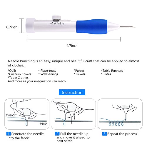 Ago Ricamo, BASEIN Magic Embroidery Pen Punch Ago Stitching Craft Strumento Per Ricamo Threaders Fai da te a Maglia Strumento di Cucito - 5