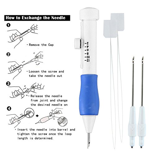 Magic ricamo penna punch Needle, ricamo set penna ricamo Stitching punch set Craft strumento per ricamo Threaders fai da te cucito, plastica, C, Standard - 2