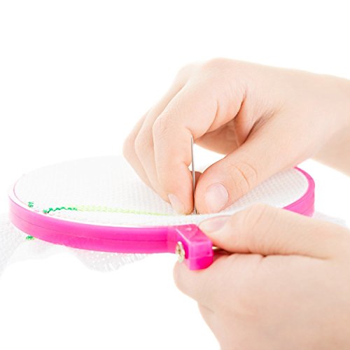 Tankerstreet, telaio rotondo per ricamo e cucito, in legno naturale di bambù, set cerchio punto croce, artigianale, 4 misure Plastic - 5