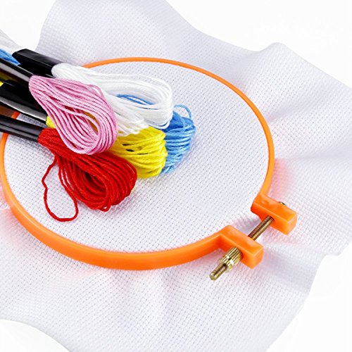 Tankerstreet, telaio rotondo per ricamo e cucito, in legno naturale di bambù, set cerchio punto croce, artigianale, 4 misure Plastic - 6