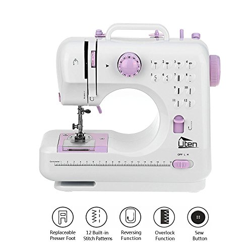 Uten Mini Macchina da Cucire elettrica Portatile Professionale Macchina Cucire Manuale per Principianti con Lampada 12 Punti (Versione 1) - 2