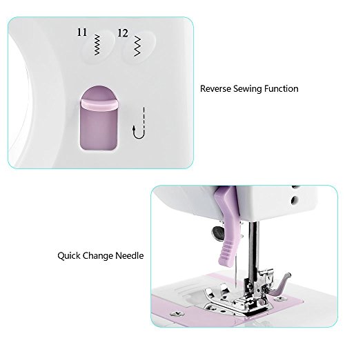 Uten Mini Macchina da Cucire elettrica Portatile Professionale Macchina Cucire Manuale per Principianti con Lampada 12 Punti (Versione 1) - 3