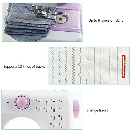 Uten Mini Macchina da Cucire elettrica Portatile Professionale Macchina Cucire Manuale per Principianti con Lampada 12 Punti (Versione 1) - 4