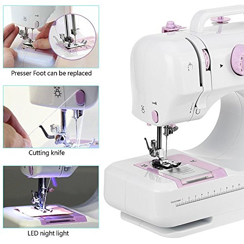 Uten Mini Macchina da Cucire elettrica Portatile Professionale Macchina Cucire Manuale per Principianti con Lampada 12 Punti (Versione 1) - 5