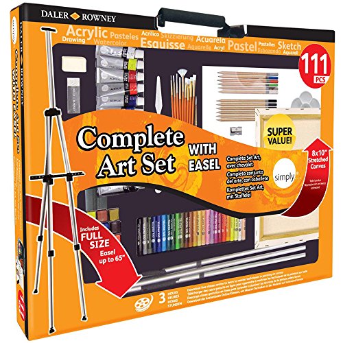Daler Rowney – 111 pz. set pittura e disegno XXL completo – con cavalletto, colori, matite colorate, tela - 2