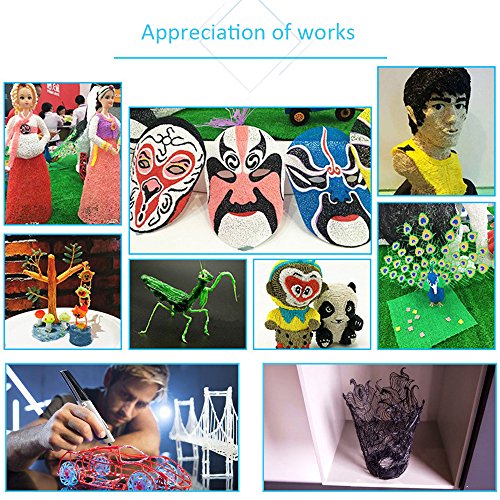 3D Penna Stampa + PLA Fliament Set, Meterk 3D Stereoscopico Della Penna di Stampa Disegno di 3D Doodling Pittura + Modeling + Arts + Crafts Stampa,Compatibile con 1.75mm PLA/ABS Filaments Stampante - 6