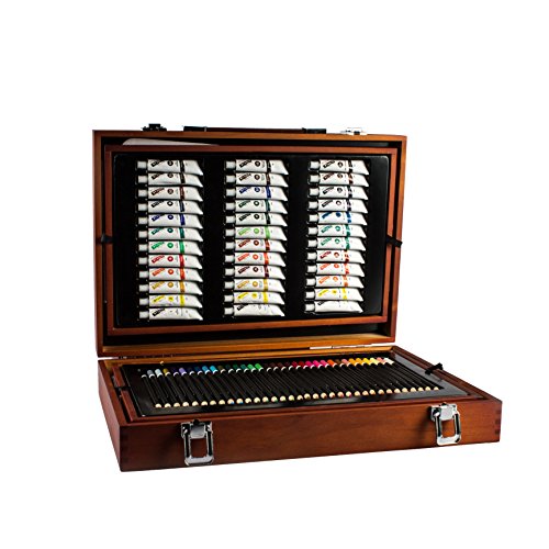 MONT MARTE Set Pittura Premium Deluxe – 174 Pezzi – Set Disegno di alta qualità – Elegante Valigia di Legno – Kit completo Mixed Media – Perfetto per Bambini, Principianti, Professionisti e Artisti - 6