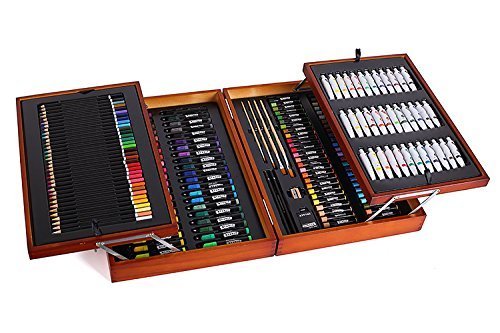 MONT MARTE Set Pittura Premium Deluxe – 174 Pezzi – Set Disegno di alta qualità – Elegante Valigia di Legno – Kit completo Mixed Media – Perfetto per Bambini, Principianti, Professionisti e Artisti - 9