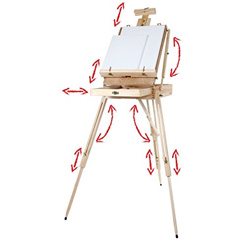 Artina Set di Pittura con Cassetta cavalletto Madrid Colori acrilici 2 Tele Bianche spatole 1 Kit pennelli Legno di Pino - 2
