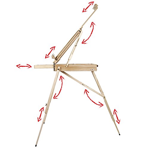 Artina Set di Pittura con Cassetta cavalletto Madrid Colori acrilici 2 Tele Bianche spatole 1 Kit pennelli Legno di Pino - 4