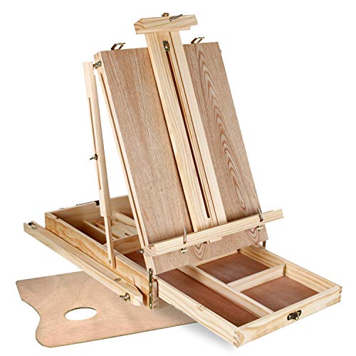 Artina Set di Pittura con Cassetta cavalletto Madrid Colori acrilici 2 Tele Bianche spatole 1 Kit pennelli Legno di Pino - 5