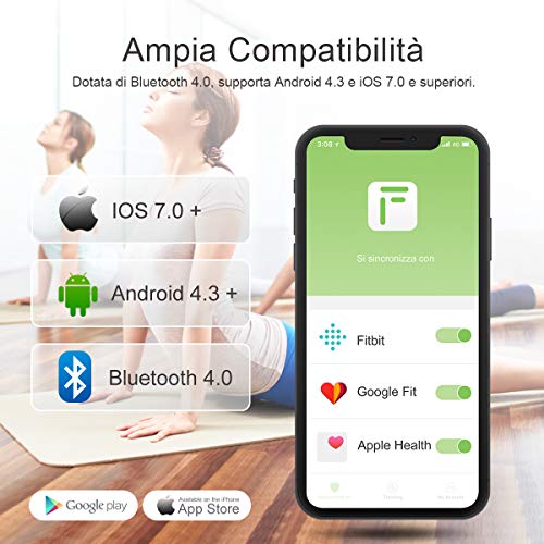 Bilancia Impedenziometrica iTeknic Bilancia Pesa Persona Digitale Massa Grassa Bluetooth Misura Precisa di Peso, Massa Magra, Massa Muscolare, BMI, Massa Ossea per Dispositivi iOS e Android - 5