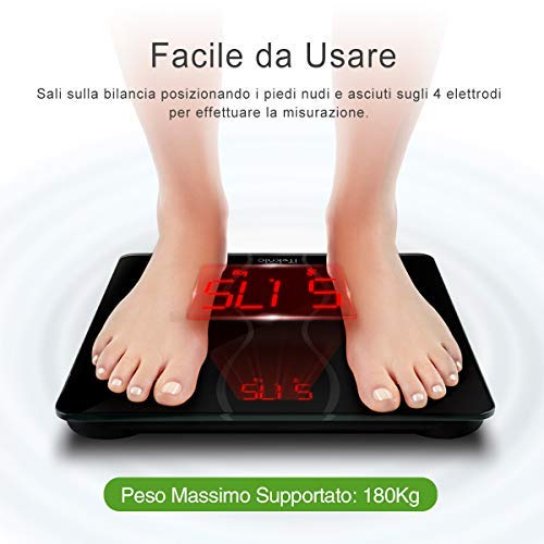Bilancia Impedenziometrica iTeknic Bilancia Pesa Persona Digitale Massa Grassa Bluetooth Misura Precisa di Peso, Massa Magra, Massa Muscolare, BMI, Massa Ossea per Dispositivi iOS e Android - 8
