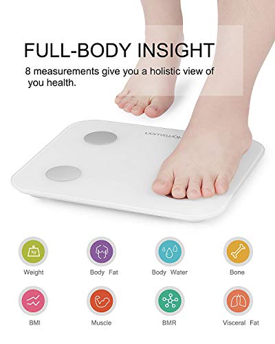 HAMSWAN Bilancia Impedenziometrica Bilancia Pesa Persona Digitale Massa Grassa Bluetooth Misura Precisa di Peso, Massa Magra, Massa Muscolare, BMI, Massa Ossea per Dispositivi iOS e Android - 2