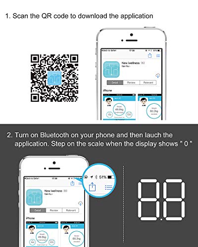 HAMSWAN Bilancia Impedenziometrica Bilancia Pesa Persona Digitale Massa Grassa Bluetooth Misura Precisa di Peso, Massa Magra, Massa Muscolare, BMI, Massa Ossea per Dispositivi iOS e Android - 7