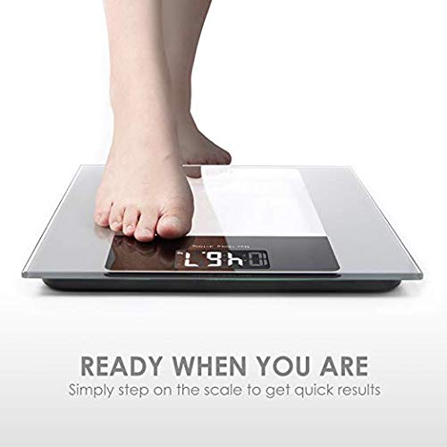 Deik Bilancia Pesapersone Digitale alta Stabilità Piattaforma Vetro Temperato con LCD Schermo Retroilluminato,Tecnologia Step-on, includere metro a nastro e batteria AAA, 5kg-180kg - 3