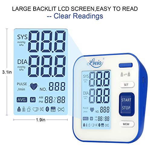 Misuratore di Pressione da Braccio, Lovia Digitale Misuratore di Pressione, Misurare Sanguigna Pressione e frequenza cardiaca,Grande Schermo LCD, 240 Memoria,Certificato FDA/CE - 2