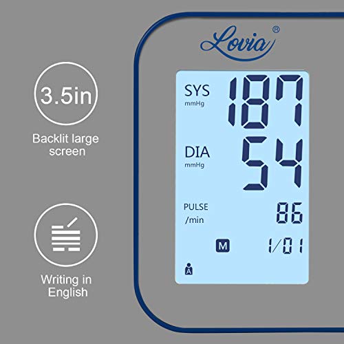 Misuratore di Pressione da Braccio, Lovia Digitale Misuratore di Pressione, Misurare Sanguigna Pressione e frequenza cardiaca,Grande Schermo LCD, 240 Memoria,Certificato FDA/CE - 4