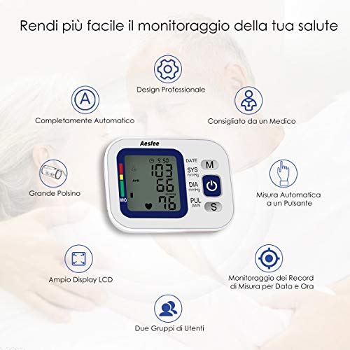 Misuratore di Pressione da Braccio Professionale,Sfigmomanometro Digitale con USB Ricaricabile Misurazione Automatic di Pressione Arteriosa e Battito Cardiaco,2 x 99 Misurazioni Memoria - 2